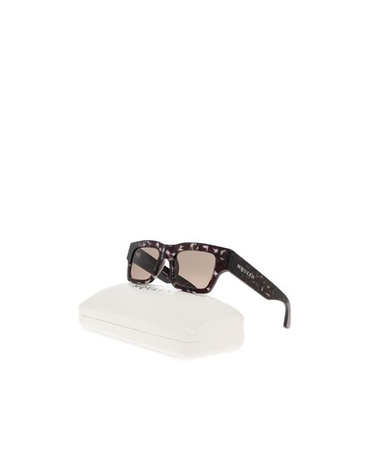 McQueen White Eyewear Rectangular Frame Sunglasses for men