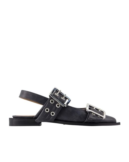 Ganni Multicolor Buckle Pointed-Toe Flats