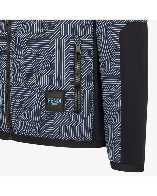 Fendi Gray Logo Patch Zip-Up Jacket for men