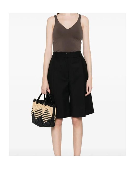 Brunello Cucinelli Brown V-Neck Strap Top