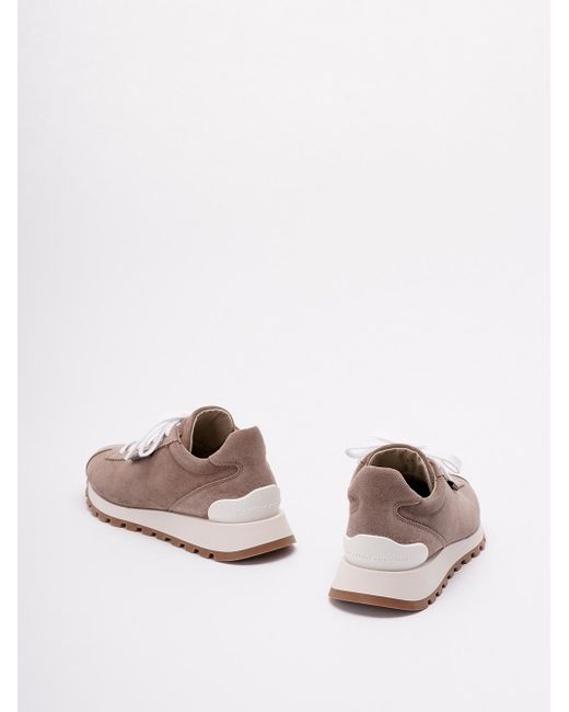 Brunello Cucinelli Pink Suede Lace-Up Sneakers