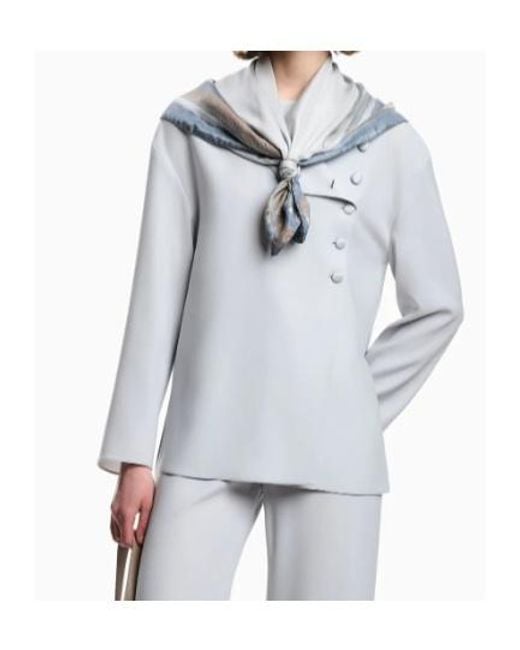 Emporio Armani White Button Round-Neck Shirt