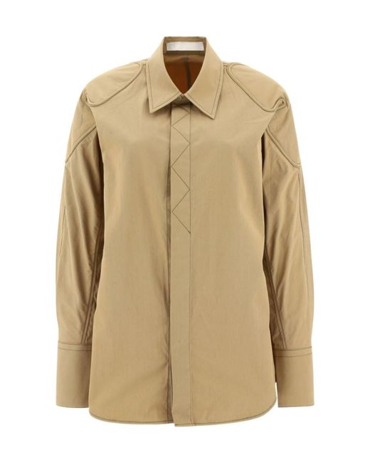 Dion Lee Natural Contrast Stitching Shirt Jacket