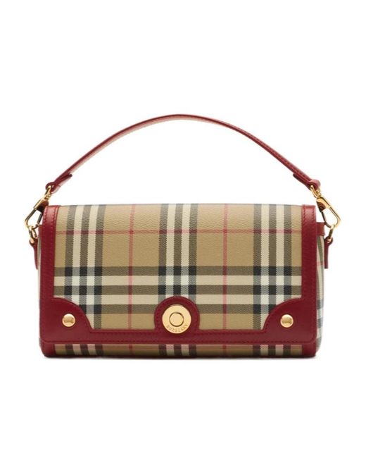 Burberry Brown Checked Top Handle Note Bag