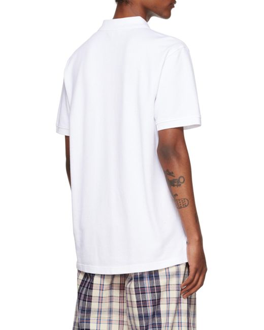KENZO White Logo Embroidered Short-Sleeved Polo Shirt for men