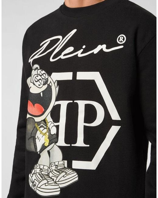 Philipp Plein Black Printed Sweater for men