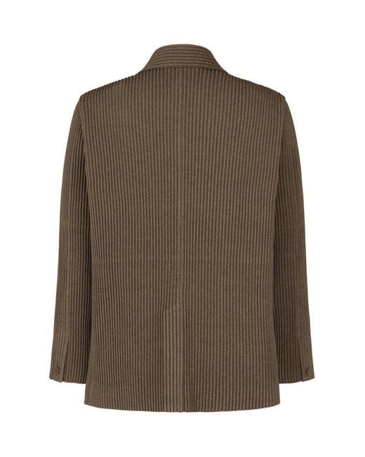 Issey Miyake Green Plissé Notched-Lapel Jacket for men