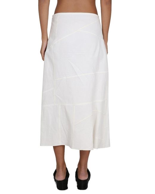 Jil Sander White High-Waist Flared Midi Skirt