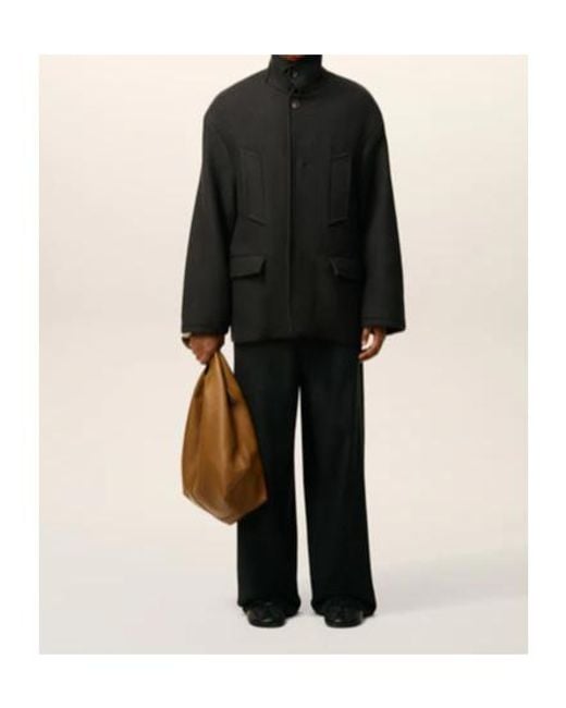 AMI Black Oversized Gabardine Peacoat for men