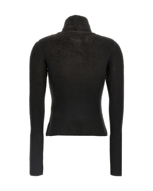MM6 by Maison Margiela Black Turtleneck Fur-Effect Jumper