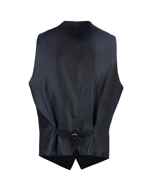 Tagliatore Blue Panelled Single-Breasted Waistcoat for men