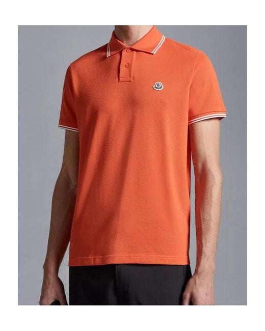 Moncler Orange Logo Patch Polo Shirt for men