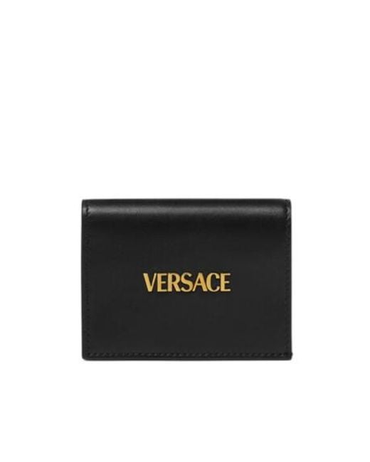 Versace Black Logo-Lettering Wallet