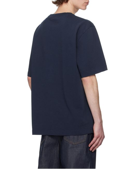 Maison Kitsuné Blue Maison Kitsuné Bold Fox Head Patch Crewneck T-Shirt for men