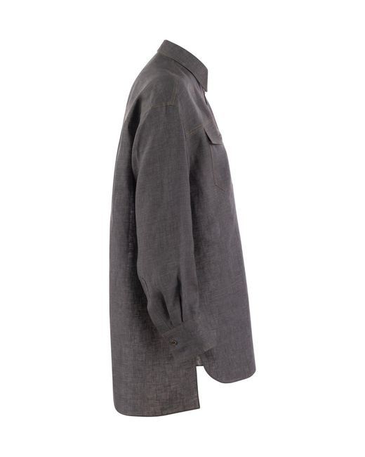 Brunello Cucinelli Gray Lightweight Button-Up Shirt