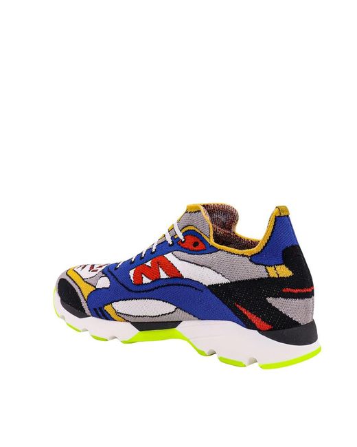 Marni Blue Trompe L'Oeil-Printed Round-Toe Sneakers for men
