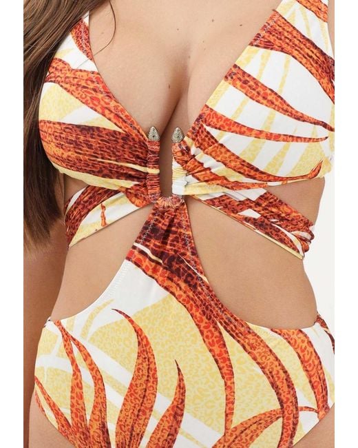 Just Cavalli Pink One-Piece Swimsuit With Exotic Print