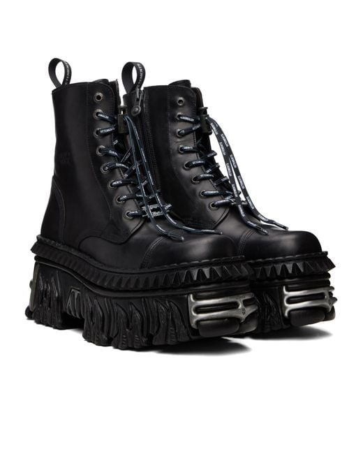 Vetements Black X New Rock Collaboration Combat Lace-Up Ankle Boots for men