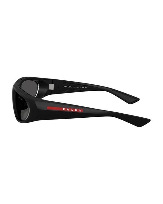 Prada Black Eyewear Linea Rossa Rectangle Frame Sunglasses for men