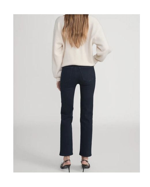 FRAME Blue High-Waisted Straight-Leg Jeans