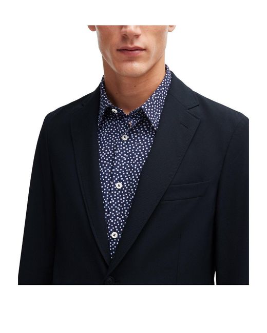 Boss Blue Single-Breasted Blazer for men