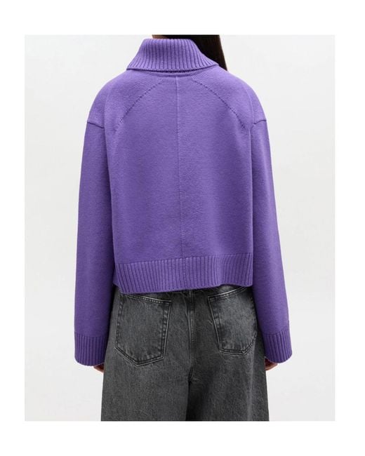 Ganni Purple Wool Turtleneck Jumper