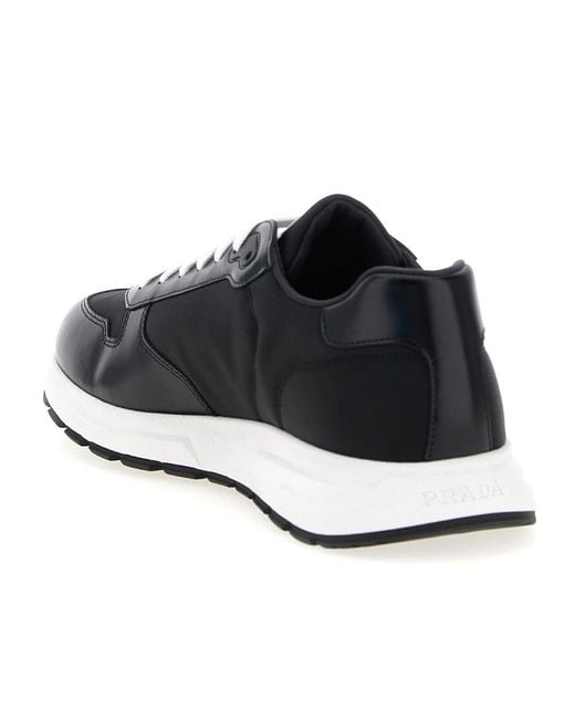 Prada Black Logo Plaque Low-Top Sneakers for men