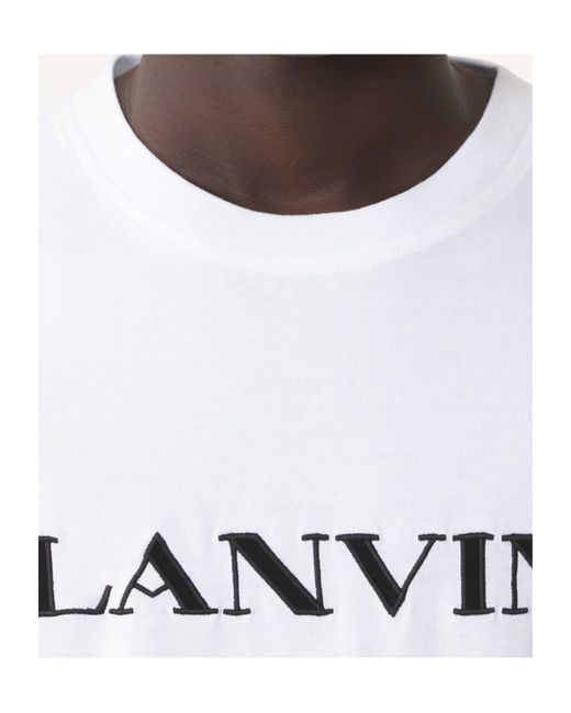 Lanvin White Logo-Embroidered Cotton T-Shirt for men