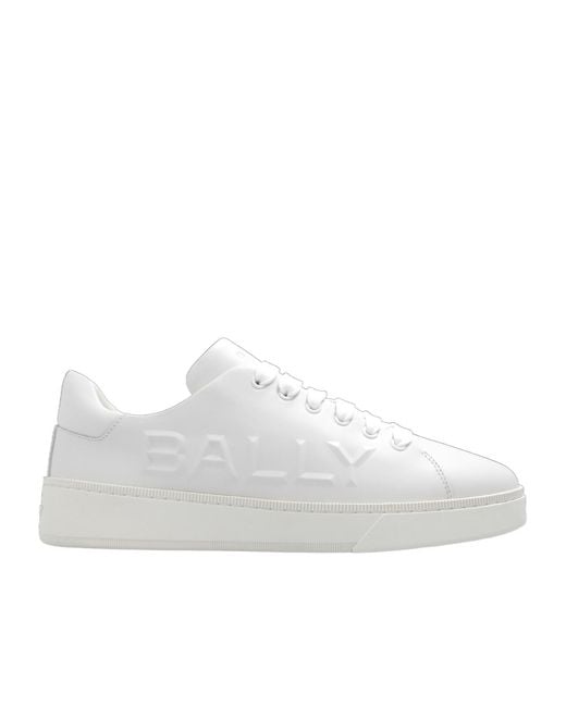 Bally White Round Toe Lace-Up Sneakers for men