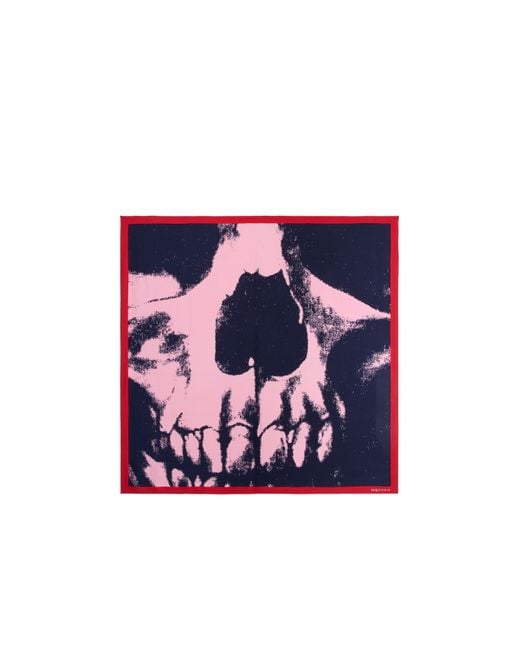 McQueen Pink Skull Finished-Edge Scarf