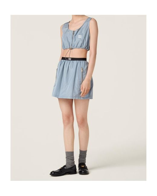 Miu Miu Blue Technical Silk Top
