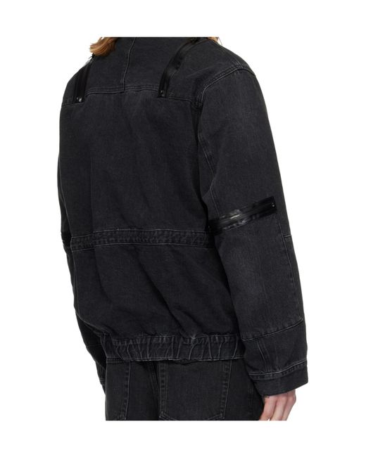 Sacai Black Distressed Wash Denim Jacket for men
