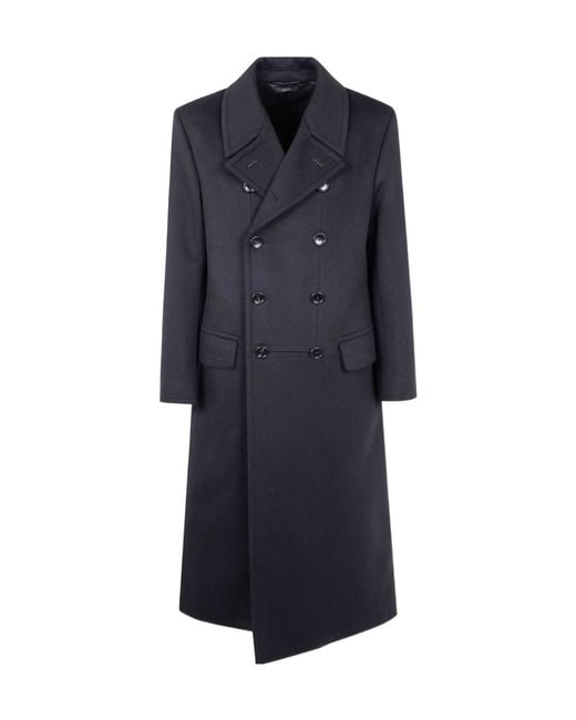 Tom Ford Blue Double-Breasted Long Coat for men