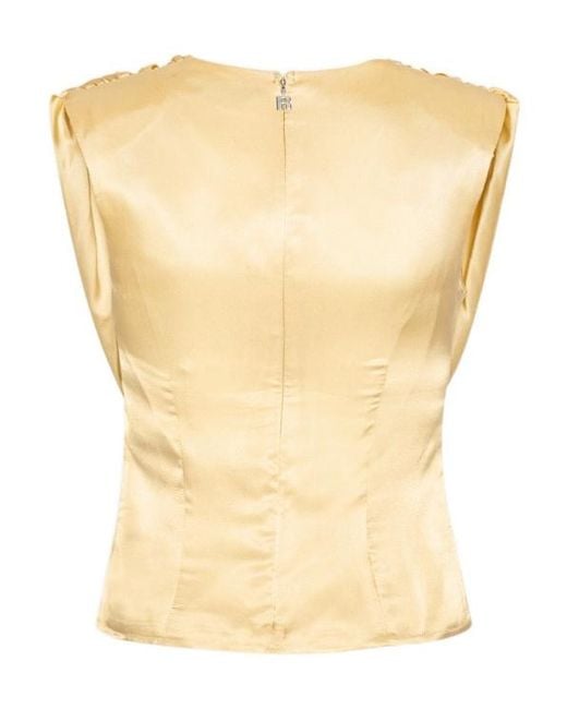 ROTATE BIRGER CHRISTENSEN Metallic Draped Cowl-Neck Top