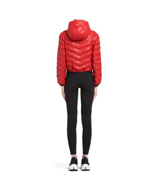 Prada Red Light Nylon Hooded Puffer Jacket