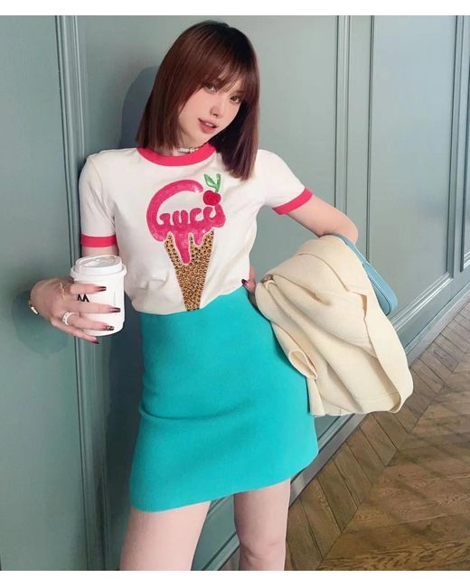 Gucci Pink Logo-Print Short-Sleeve T-Shirt