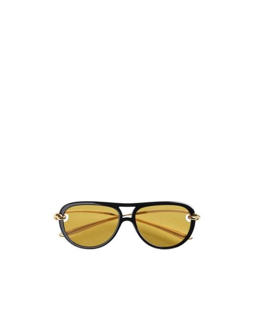 Bottega Veneta Yellow Eyewear Aviator Frame Sunglasses
