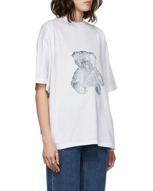 we11done White Negative Teddy Print T-Shirt for men