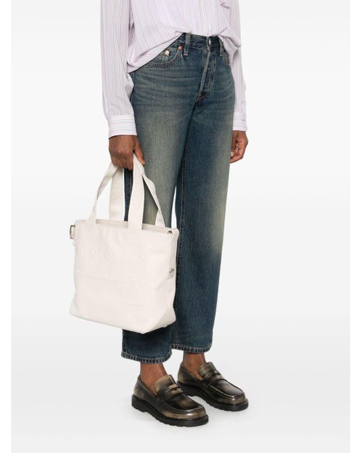 Hogan Natural Medium Script Open Top Tote Bag