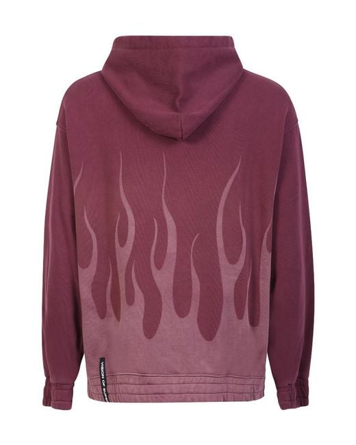 Vision Of Super Purple Flame Printed Hoodie for men