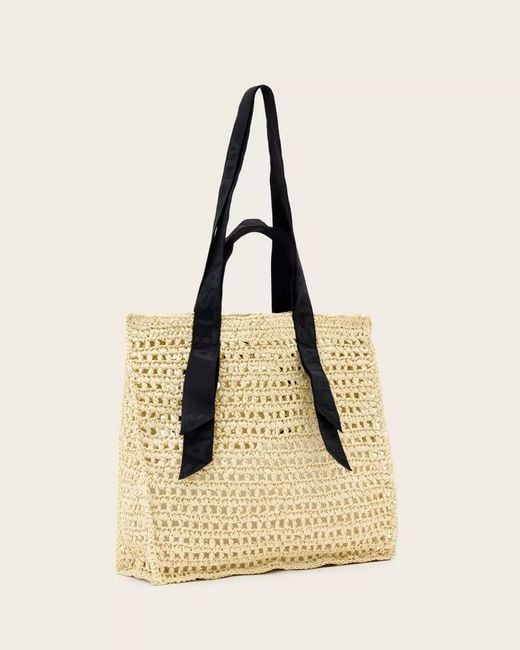 AllSaints Metallic Woven Logo-Strap Tote Bag