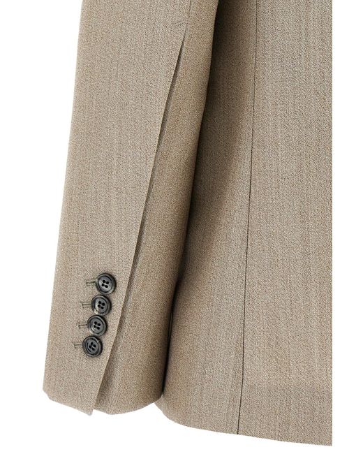 AMI Natural Double-Breasted Split Blazer