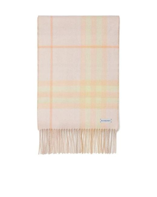 Burberry Natural Reversible Checked Cashmere Scarf for men