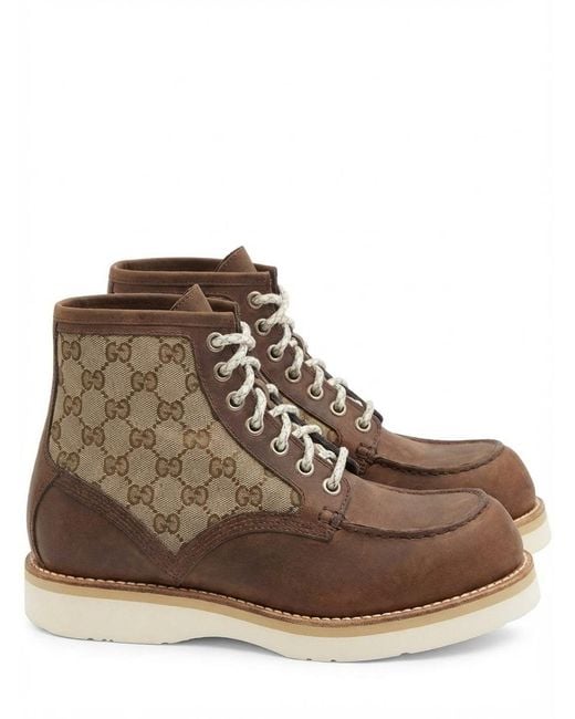 Gucci Brown Lace-Up Ankle Boots for men