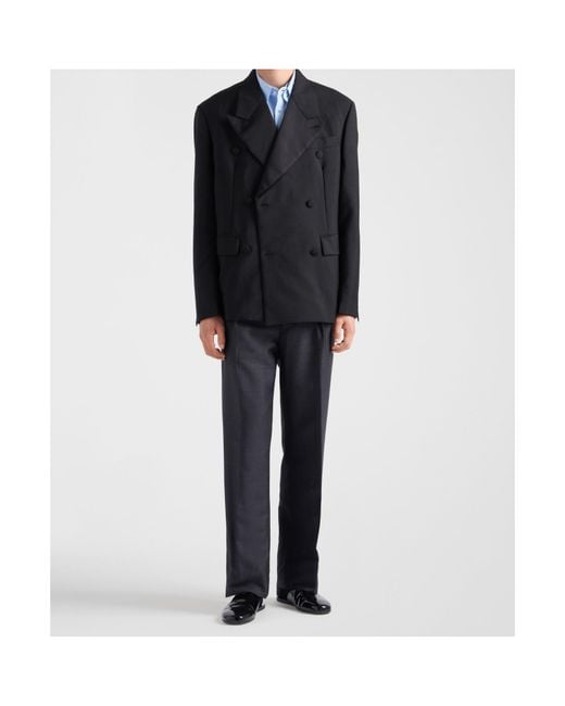 Prada Black Pleated Tailored Trousers for men