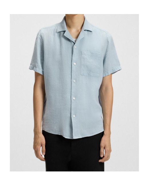 Boss Blue Short-Sleeve Button-Up Shirt for men