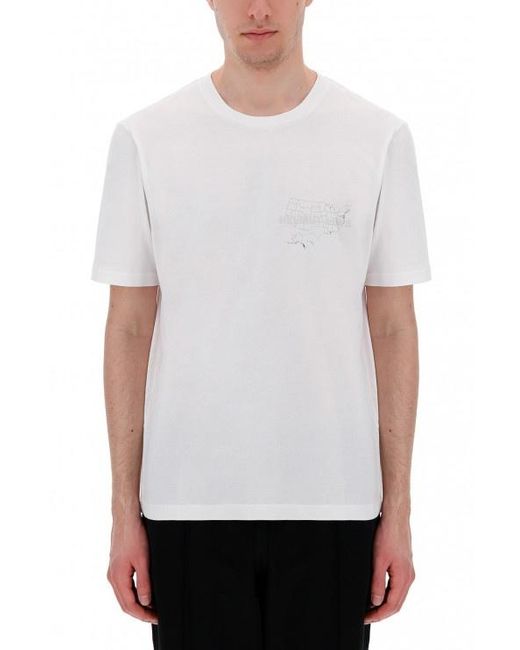Helmut Lang White Printed T-Shirt for men