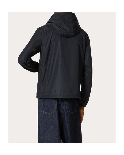 Valentino Black Logo Plaque Zip-Up Hooded Jacket for men