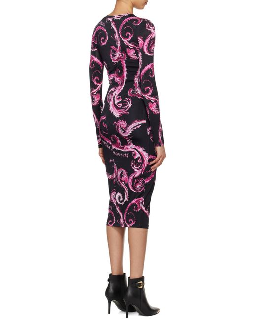 Versace Jeans Red Chromo Couture-Print Midi Dress