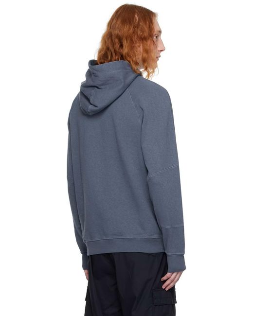 Stone Island Blue Compass-Badge Cotton Hoodie for men